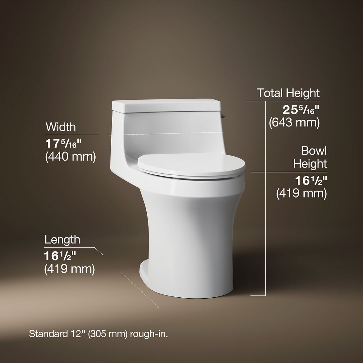 San Souci® One-piece compact elongated toilet with concealed trapway, 1.28 gpf