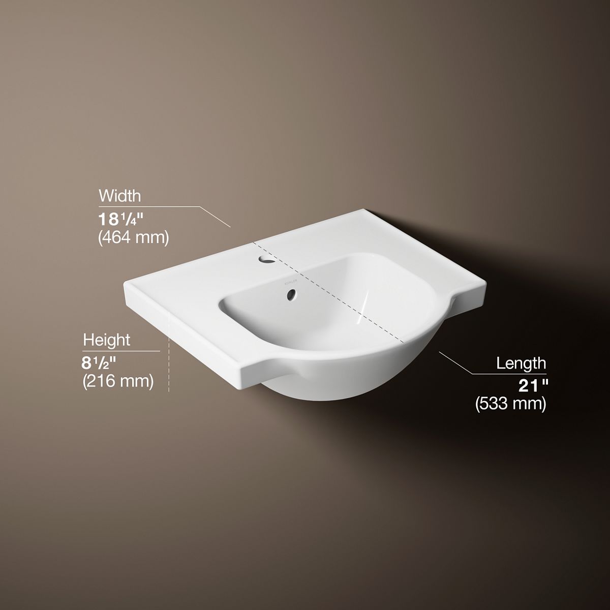 Veer® 21" rectangular pedestal bathroom sink