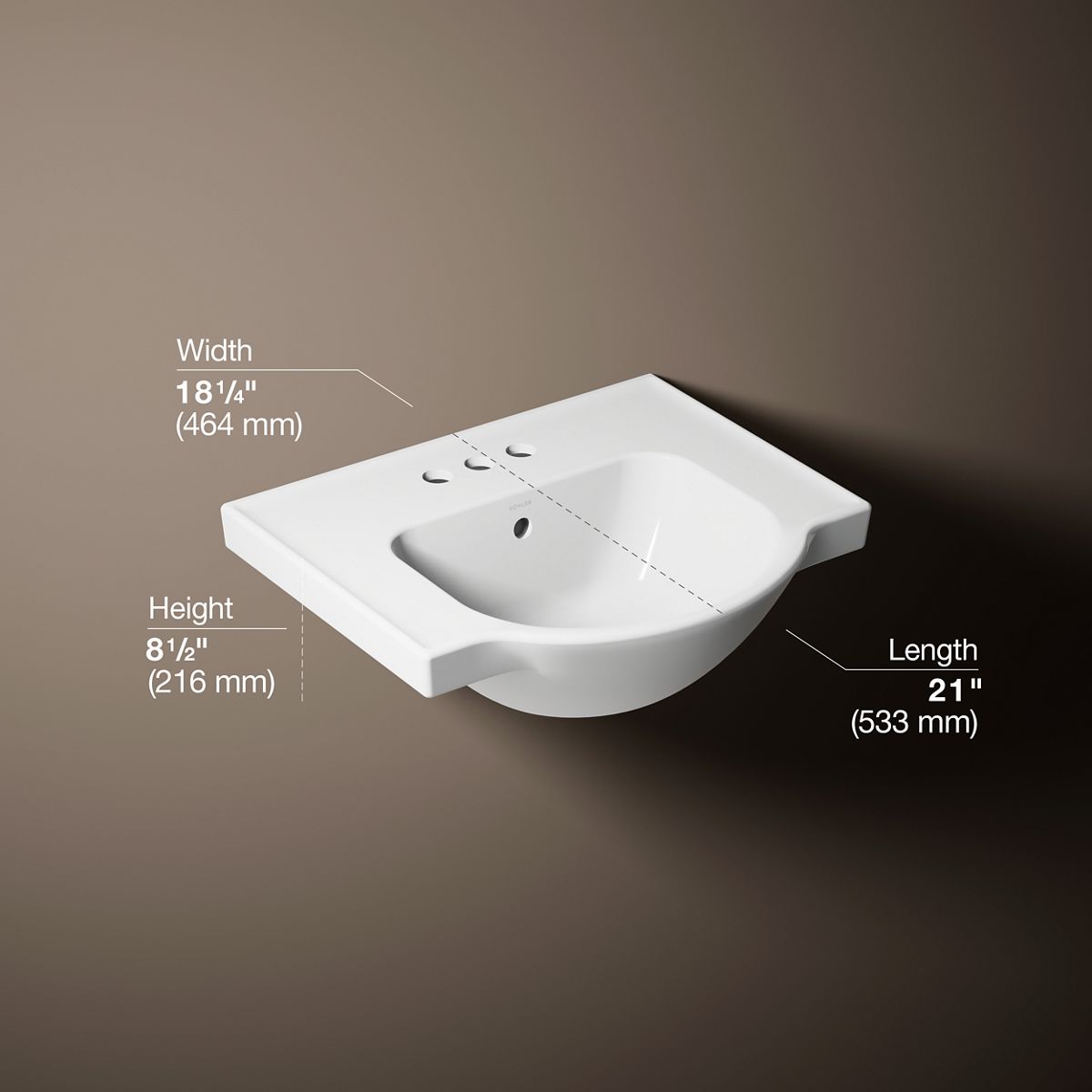 Veer® 21" square pedestal bathroom sink