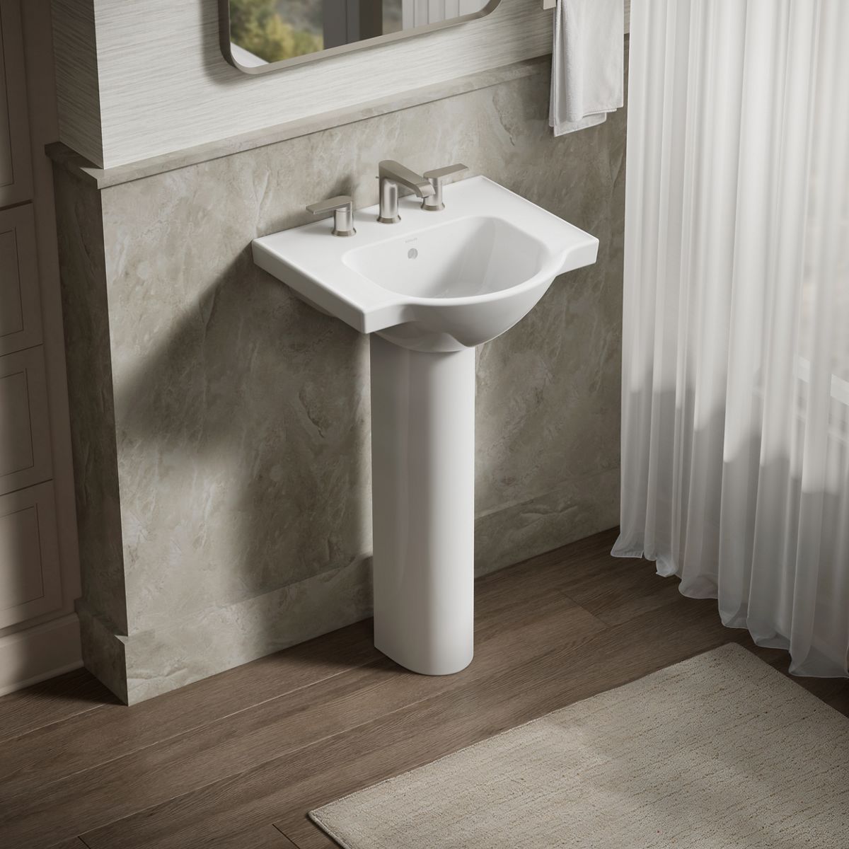 Veer® 21" square pedestal bathroom sink
