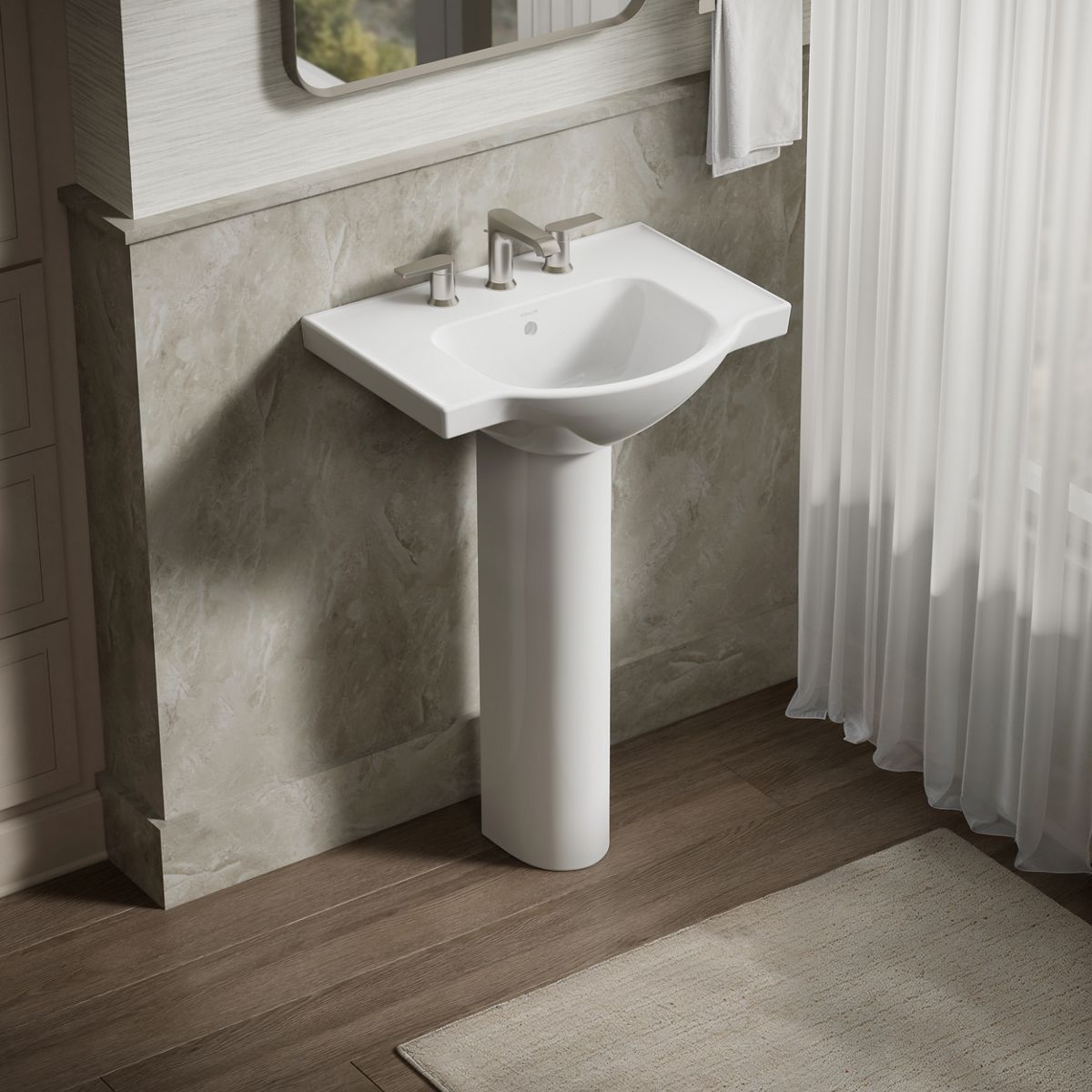 Veer® 24" square pedestal bathroom sink