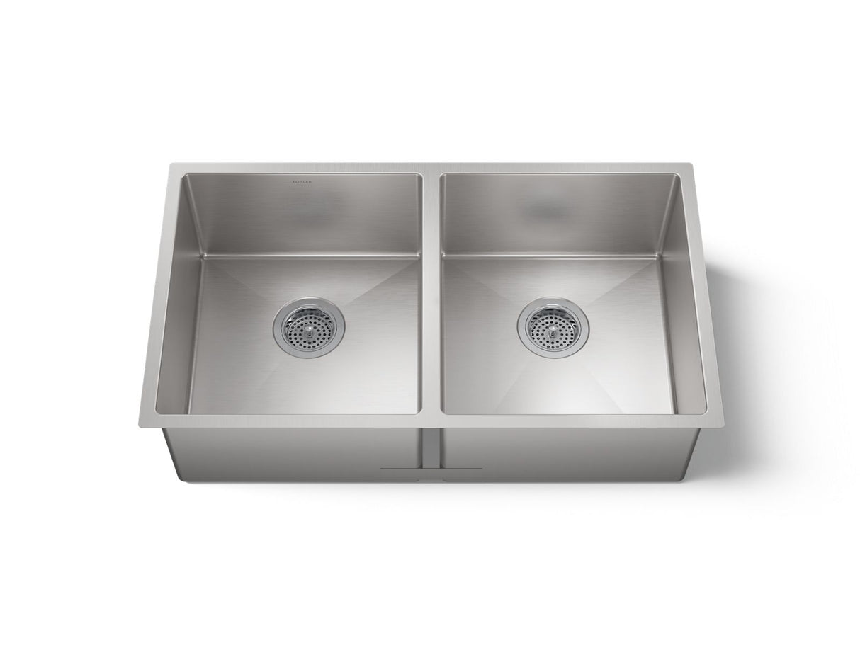 Strive® 32" undermount double-bowl kitchen sink with accessories
