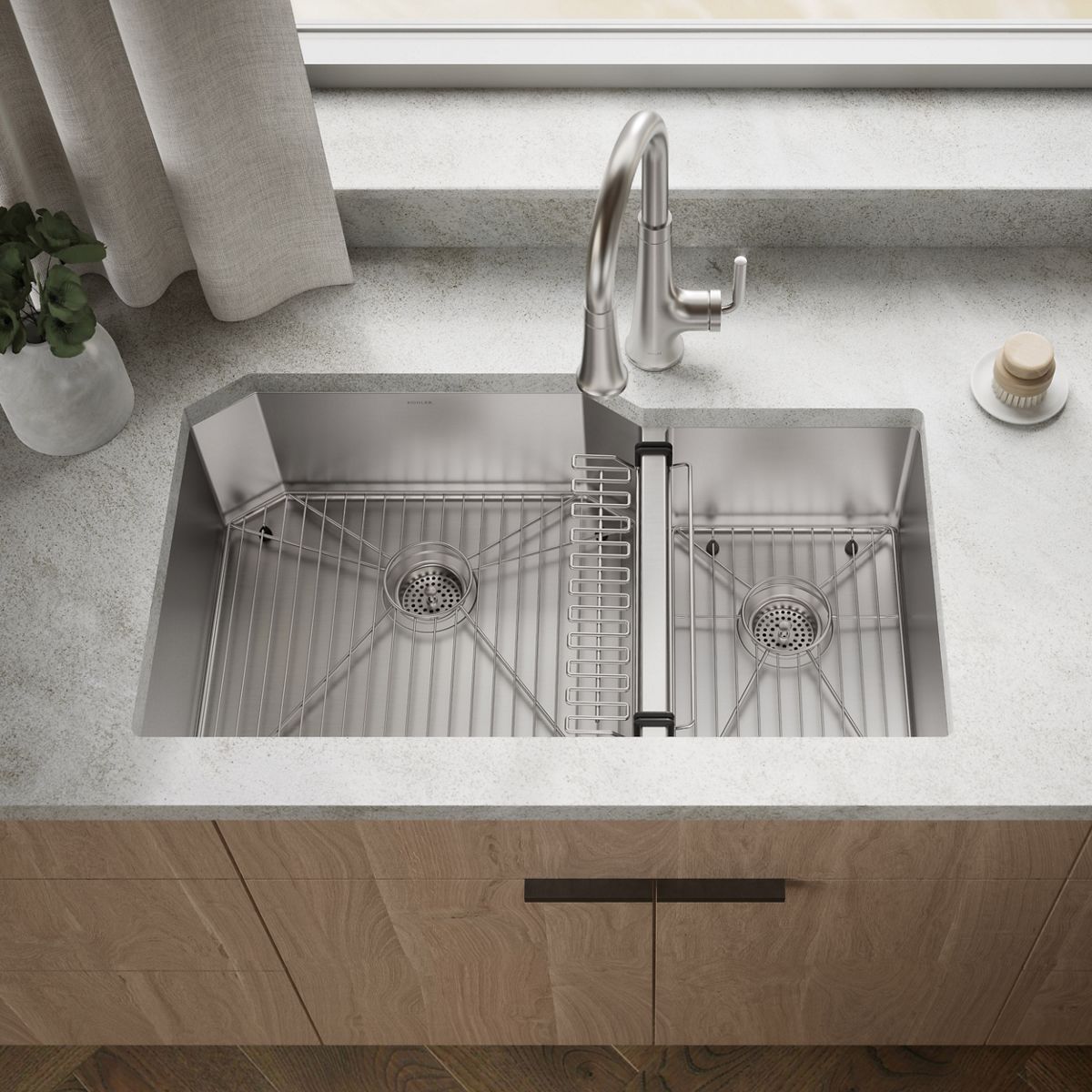 Strive® 35-1/2" undermount double-bowl kitchen sink