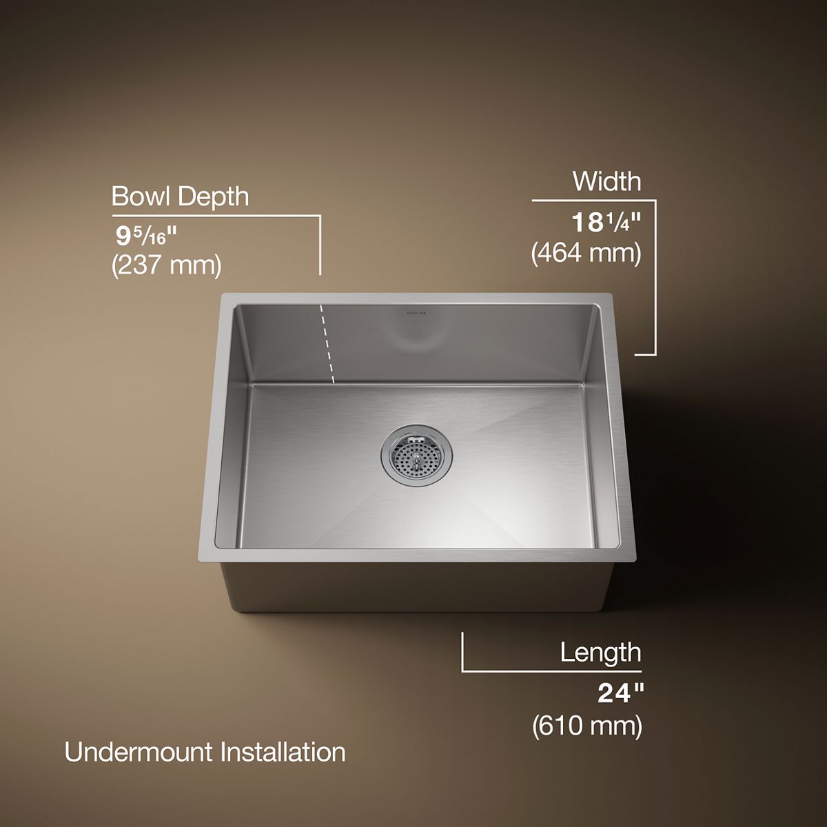 Strive® 24" undermount single-bowl kitchen sink