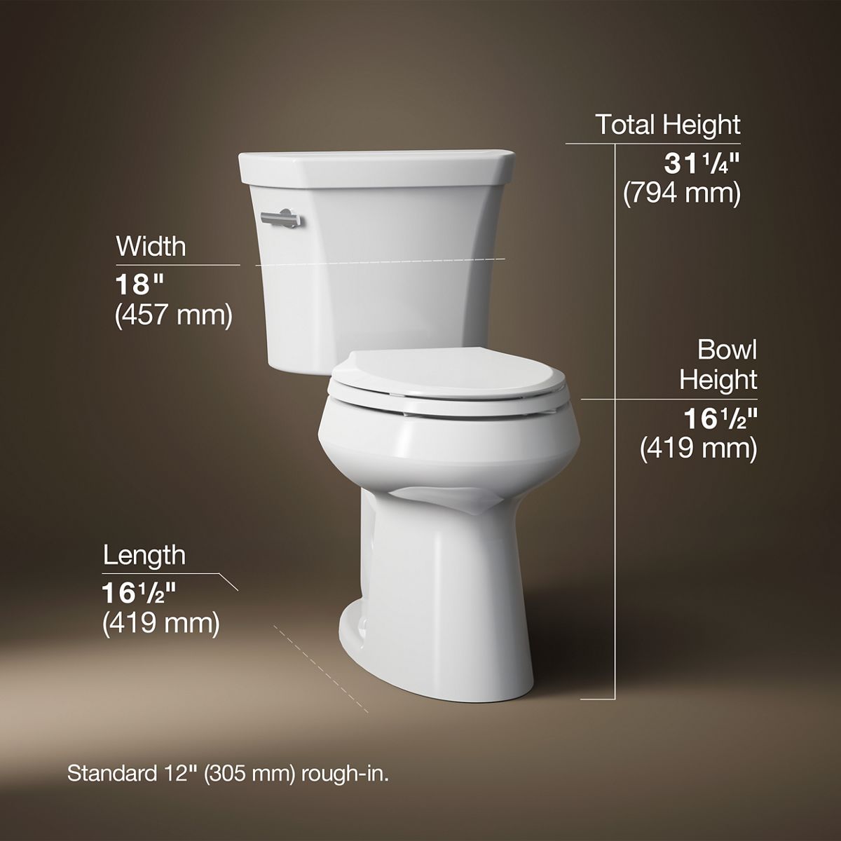 Highline® Two-piece elongated toilet, 1.0 gpf