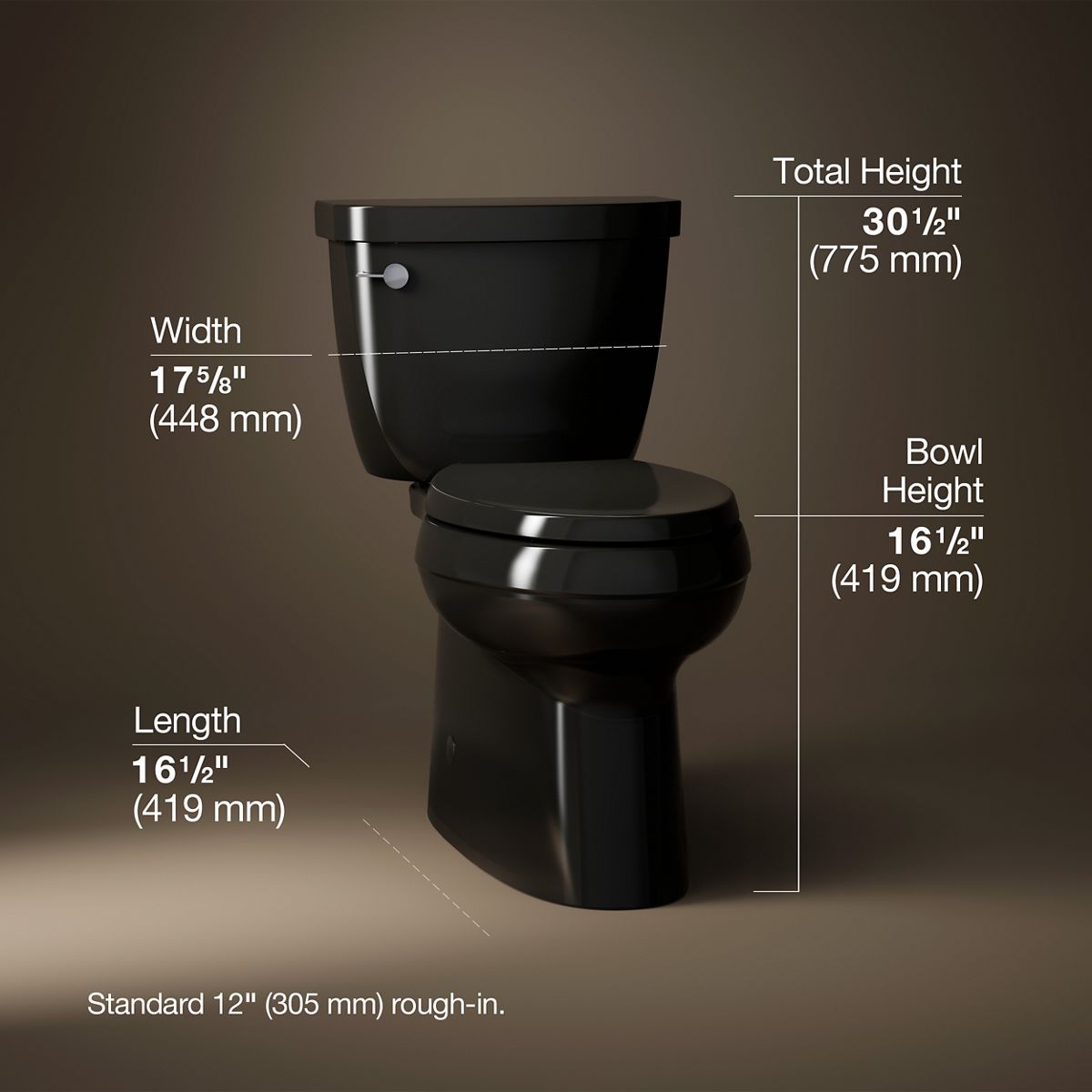 Cimarron® Two-piece elongated toilet with skirted trapway, 1.28 gpf