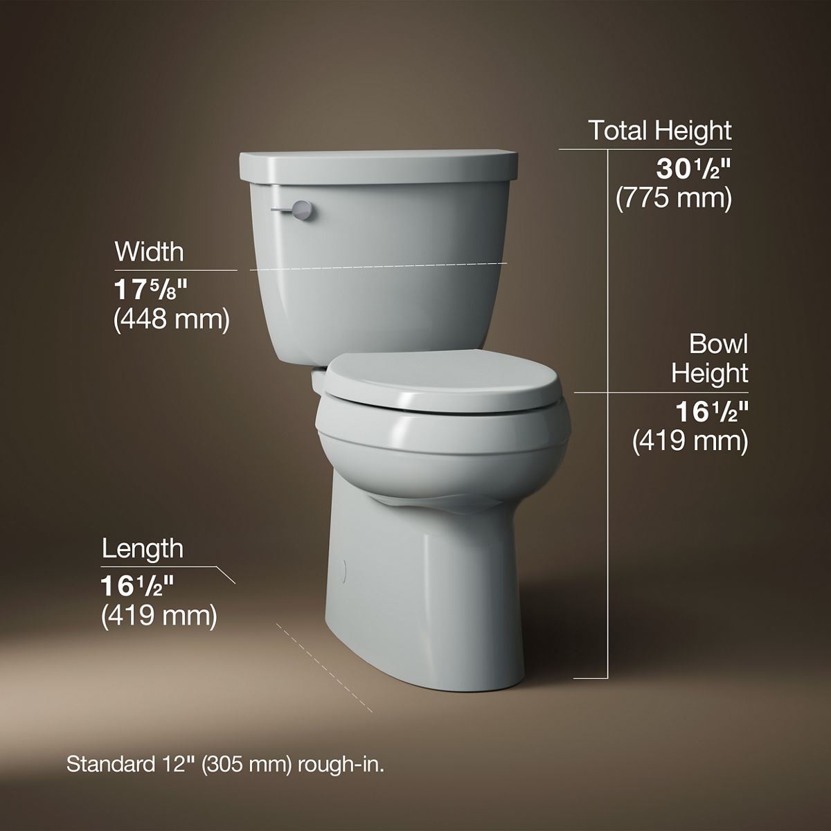 Cimarron® Two-piece elongated toilet with skirted trapway, 1.28 gpf