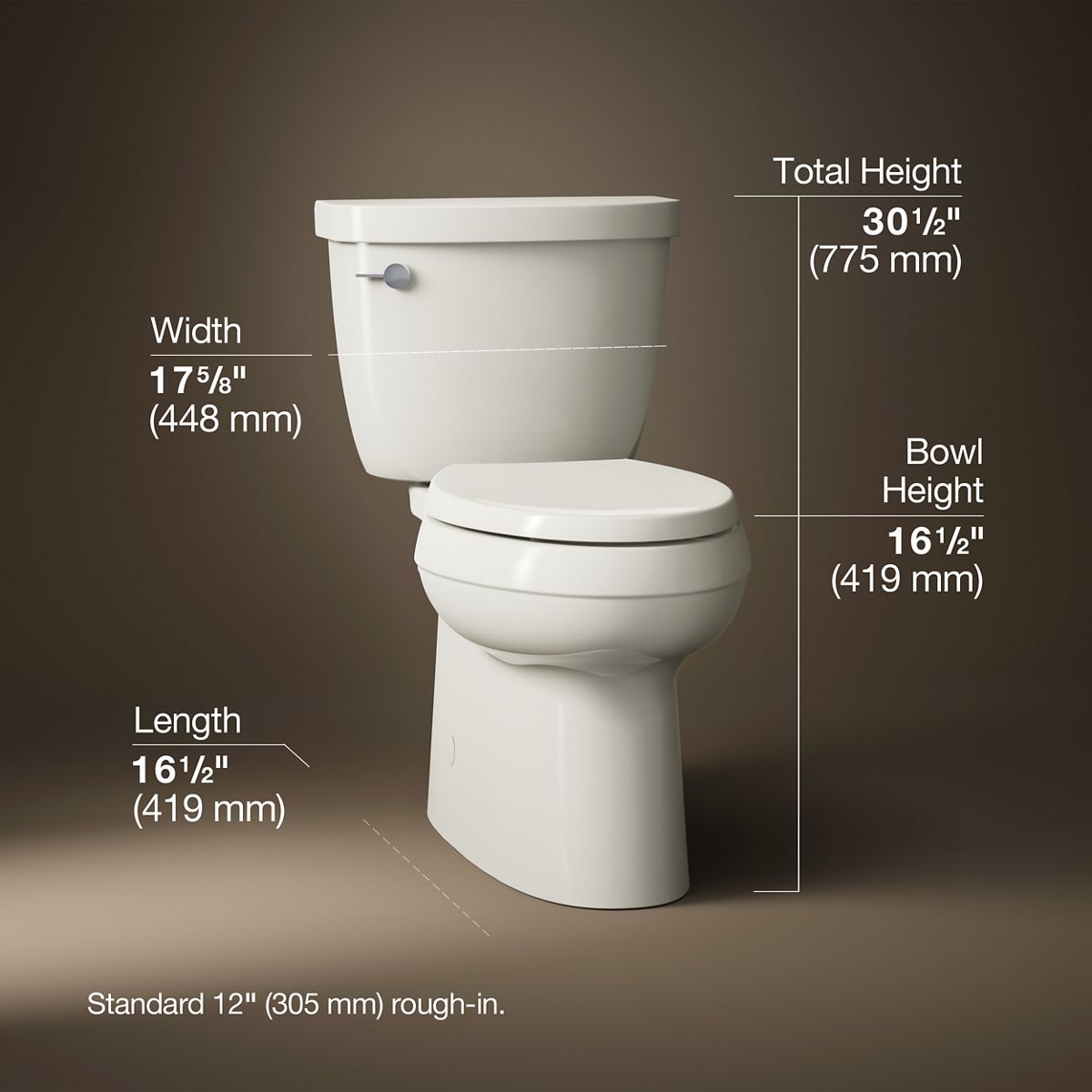 Cimarron® Two-piece elongated toilet with skirted trapway, 1.28 gpf
