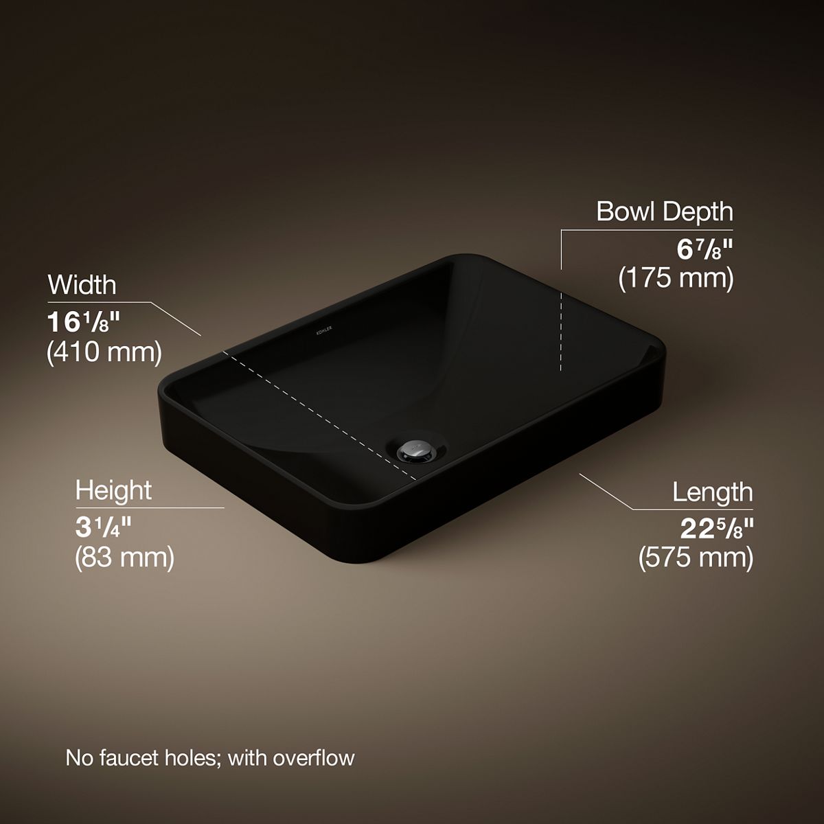 Vox® 22-3/4" rectangular vessel bathroom sink