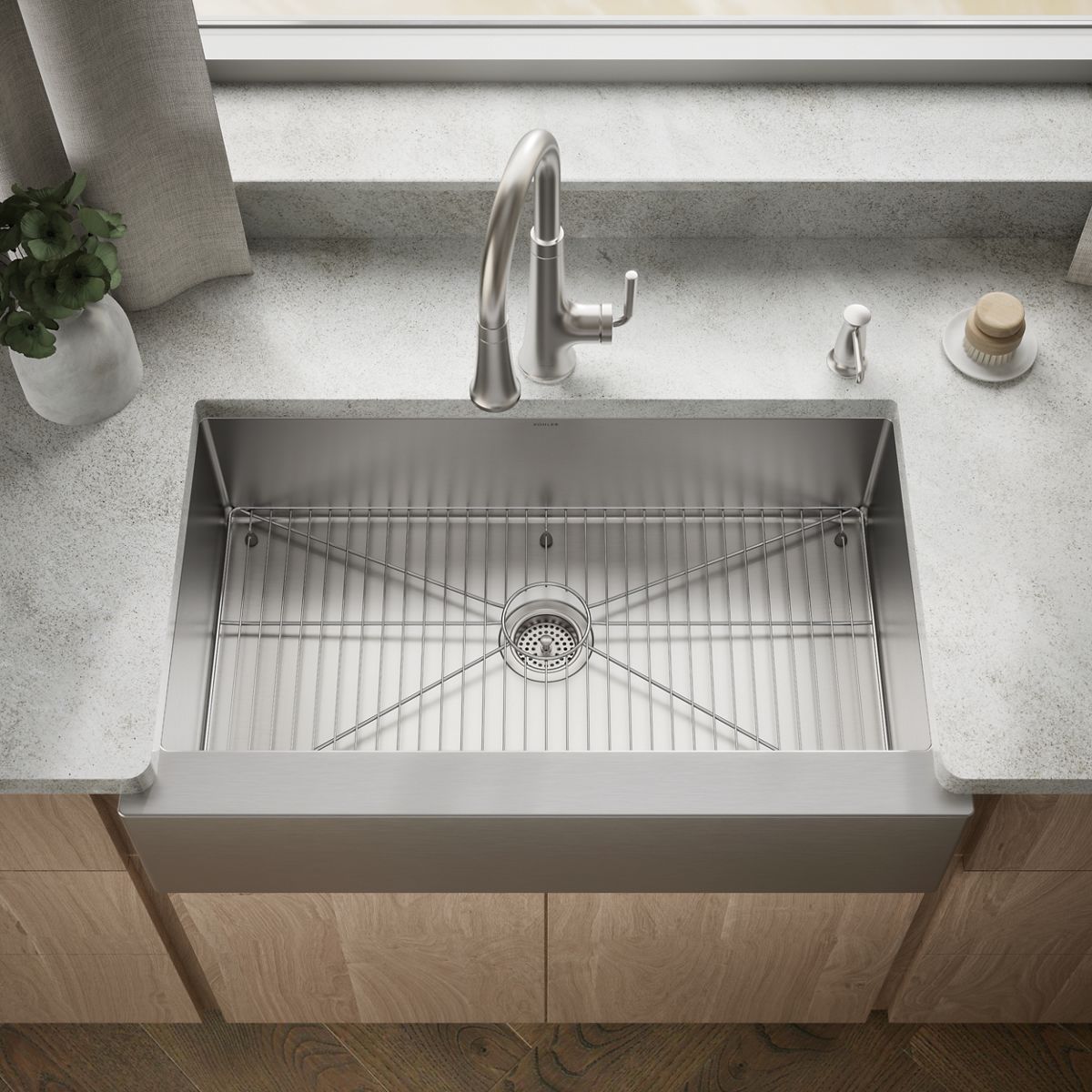 Strive® 35-1/2" undermount single-bowl farmhouse kitchen sink