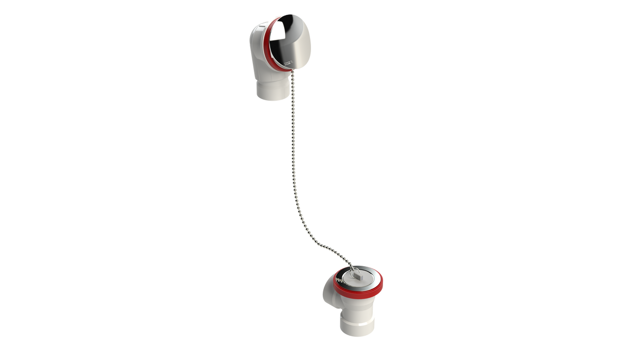 PVC DIRECT DRAIN WASTE & OVERFLOW PLUG & CHAIN HALF KIT (542DCSHK-CP)