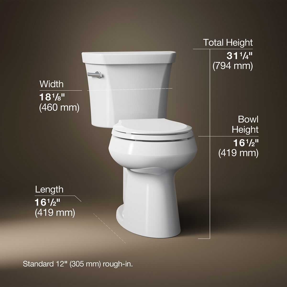 Highline® Two-piece round-front toilet, 1.28 gpf