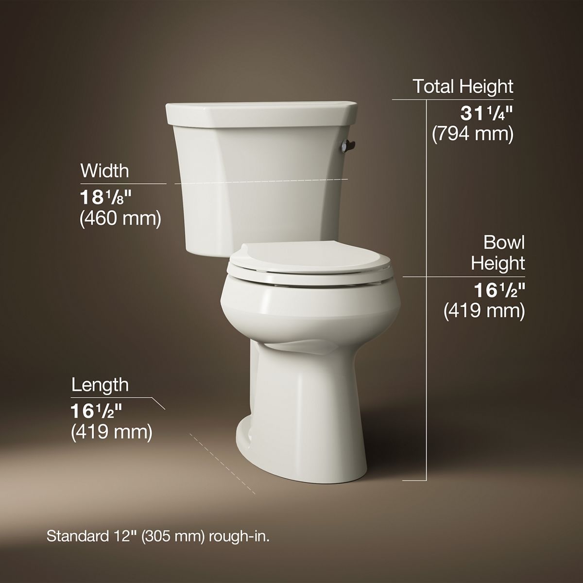 Highline® Two-piece round-front toilet, 1.28 gpf