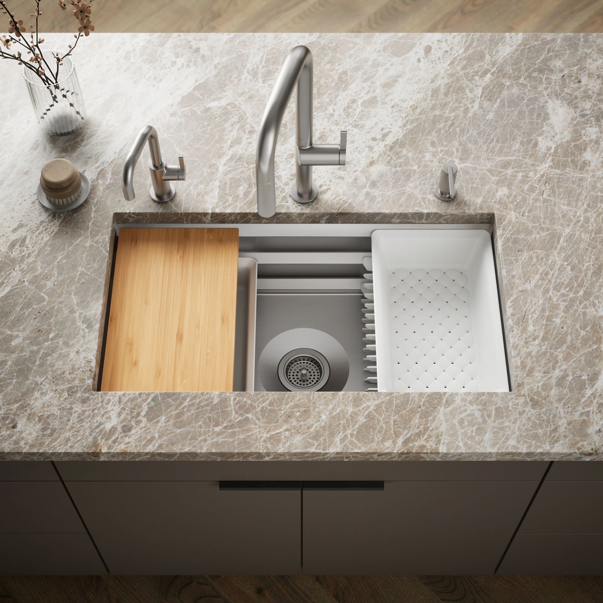 Prolific® 33" undermount single-bowl workstation kitchen sink