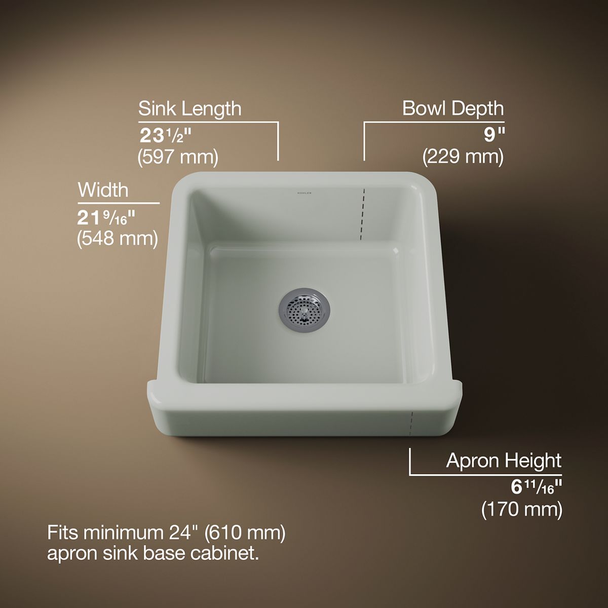Whitehaven® 23-1/2" undermount single-bowl farmhouse kitchen sink