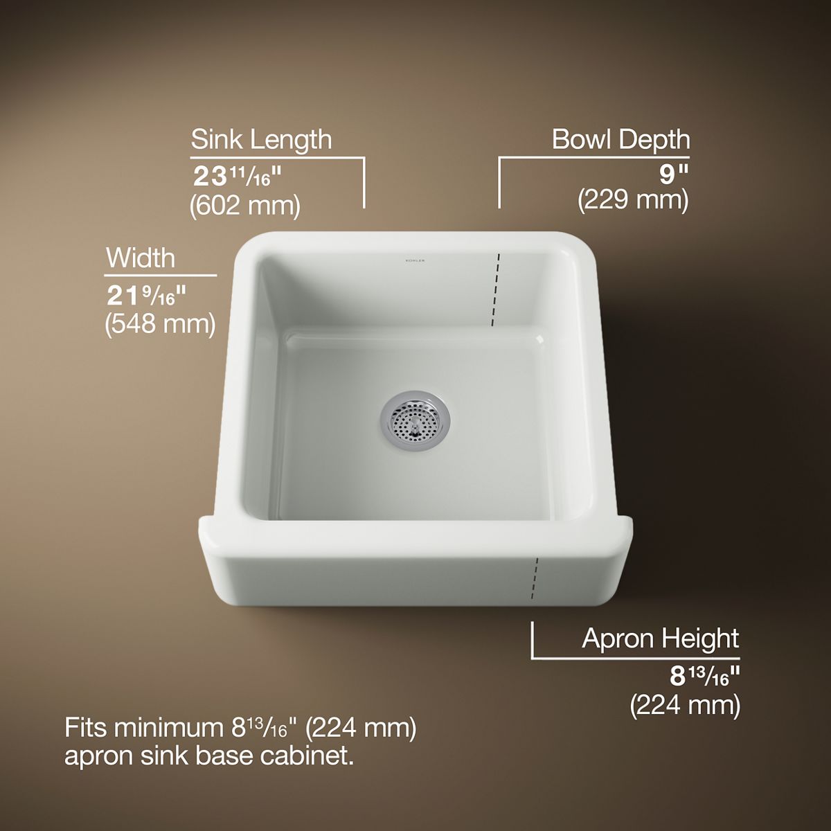 Whitehaven® 23-1/2" undermount single-bowl farmhouse kitchen sink