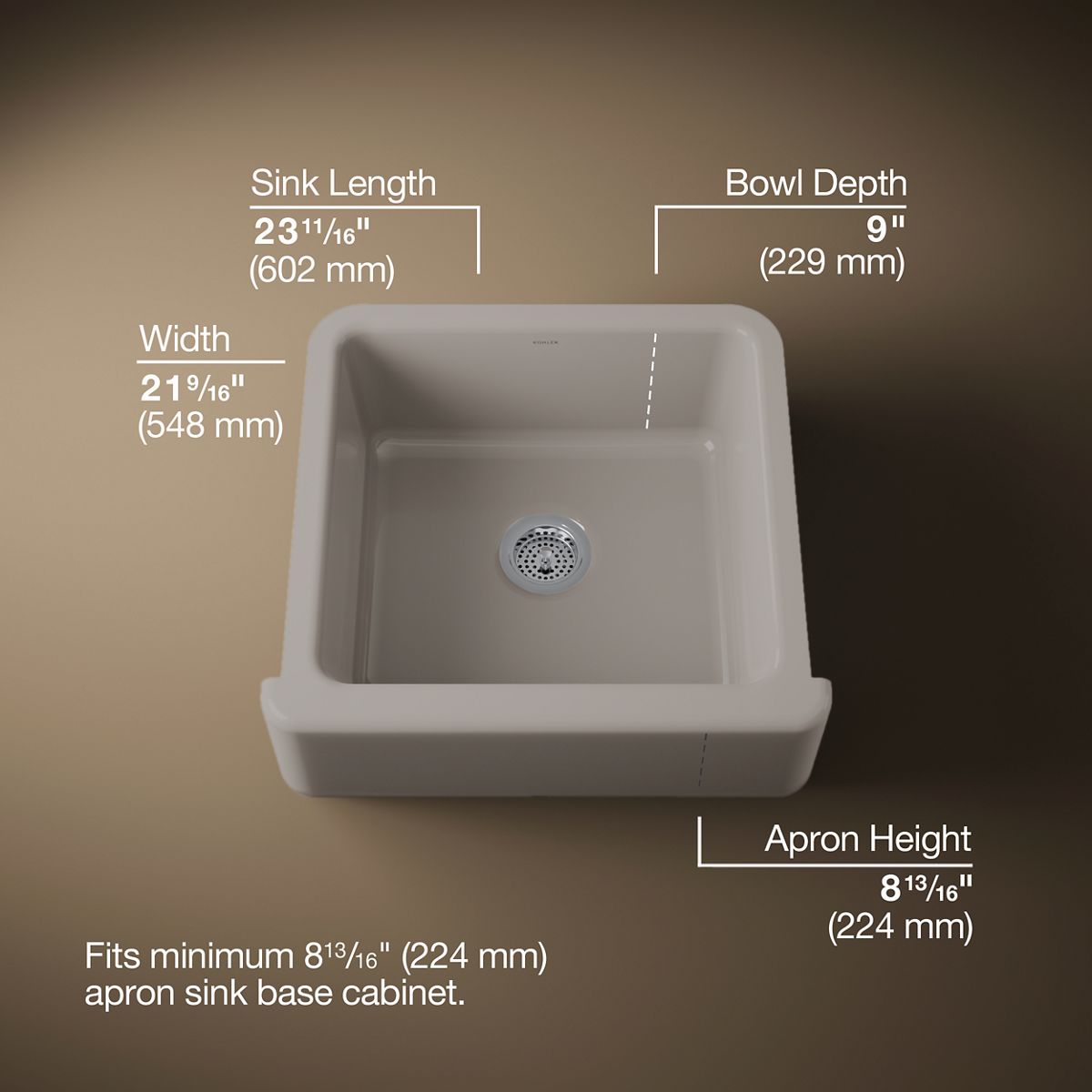 Whitehaven® 23-1/2" undermount single-bowl farmhouse kitchen sink