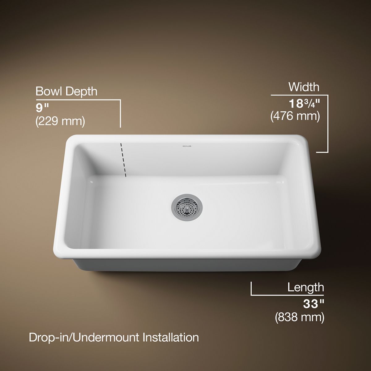 Iron/Tones® 33" top-/undermount single-bowl kitchen sink