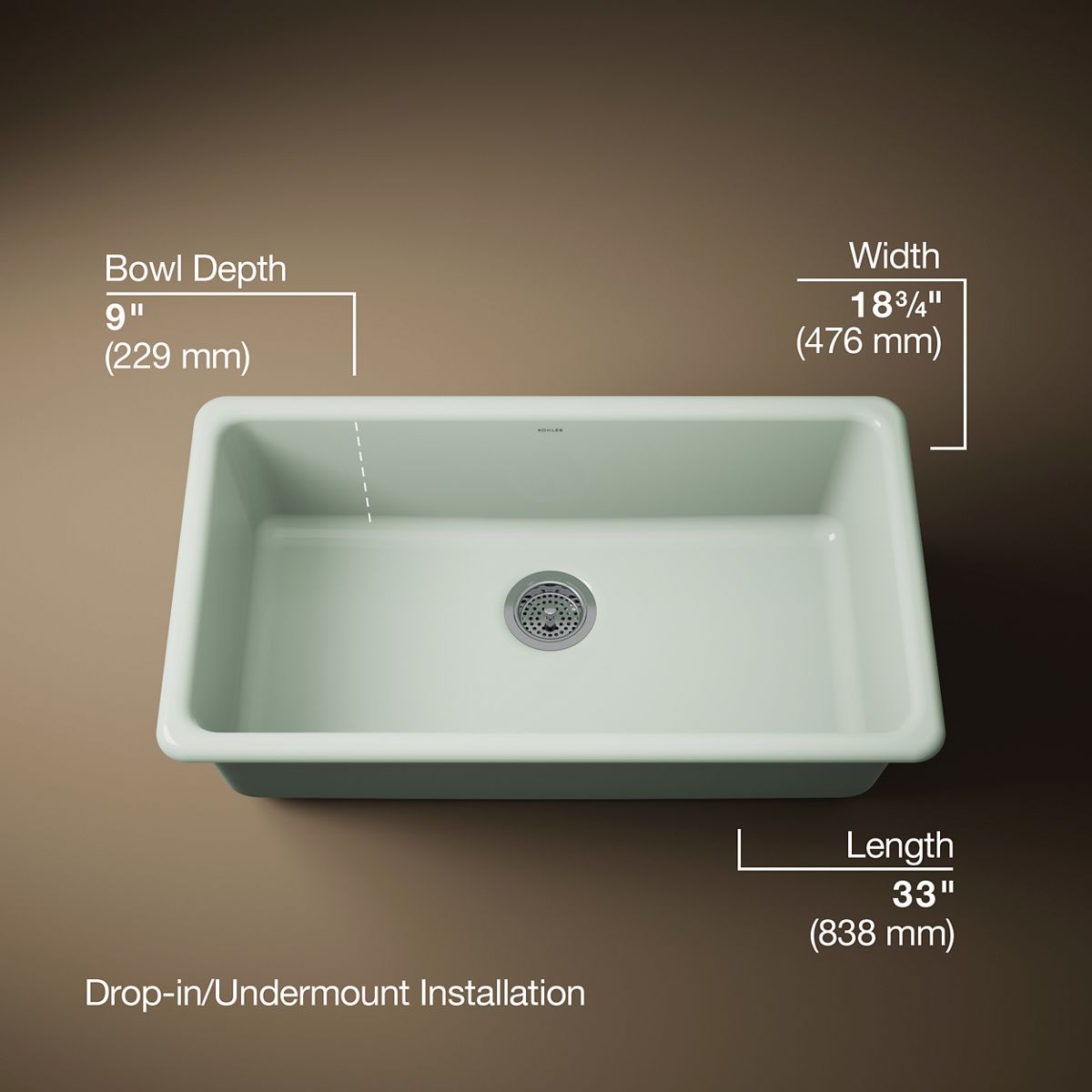 Iron/Tones® 33" top-/undermount single-bowl kitchen sink