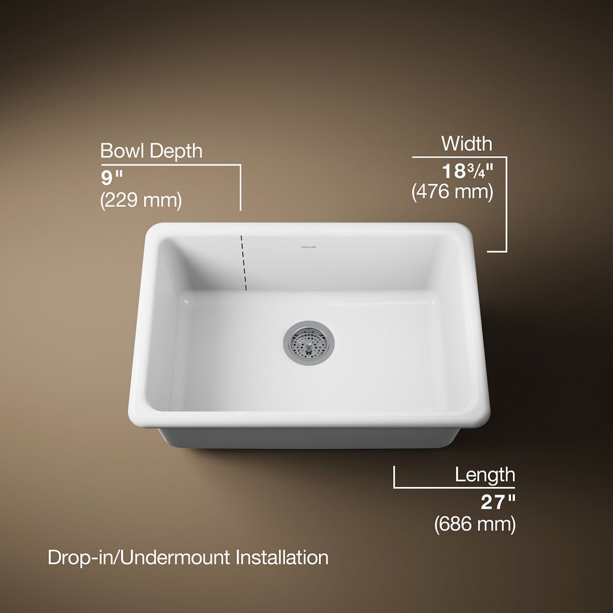 Iron/Tones® 27" top-/undermount single-bowl kitchen sink