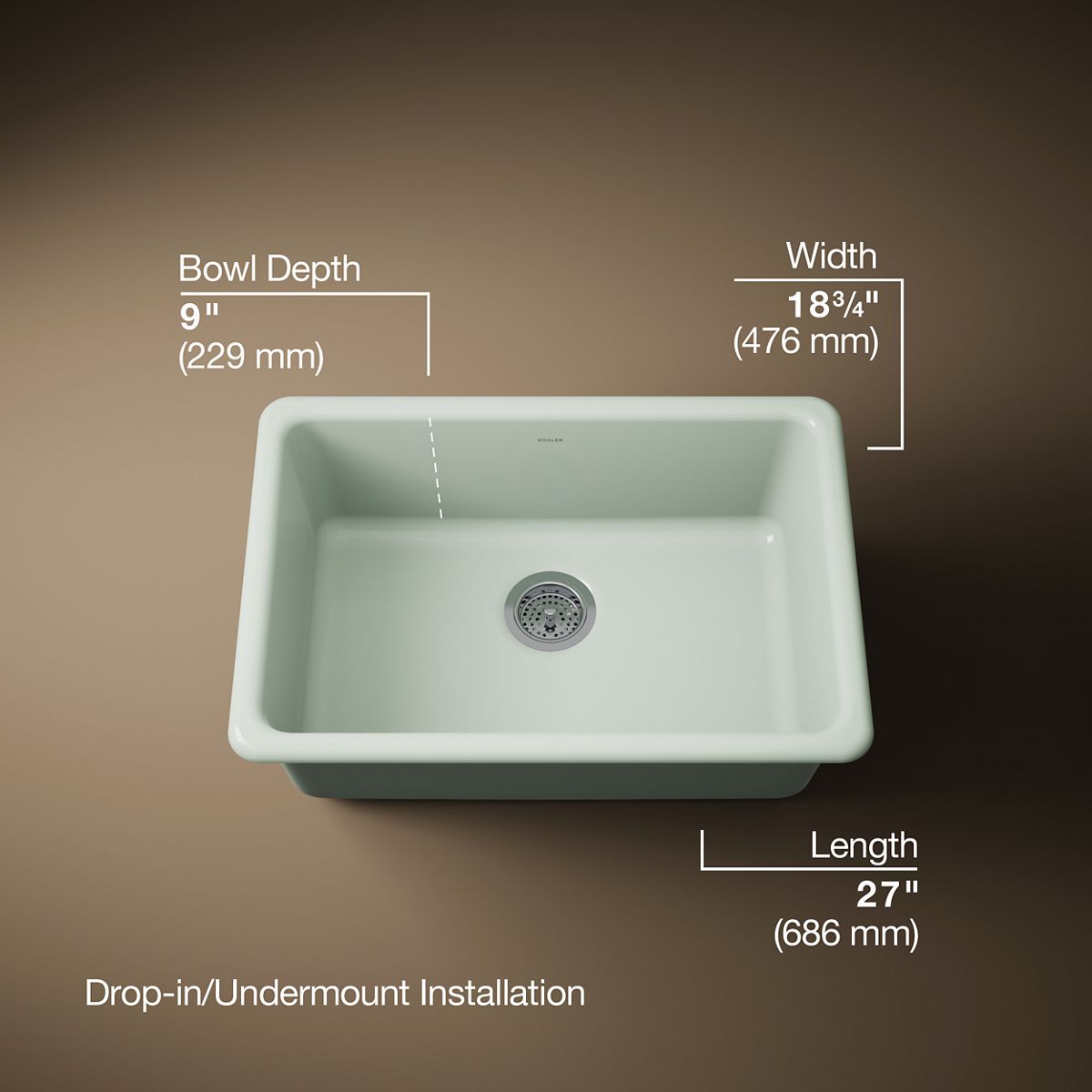 Iron/Tones® 27" top-/undermount single-bowl kitchen sink