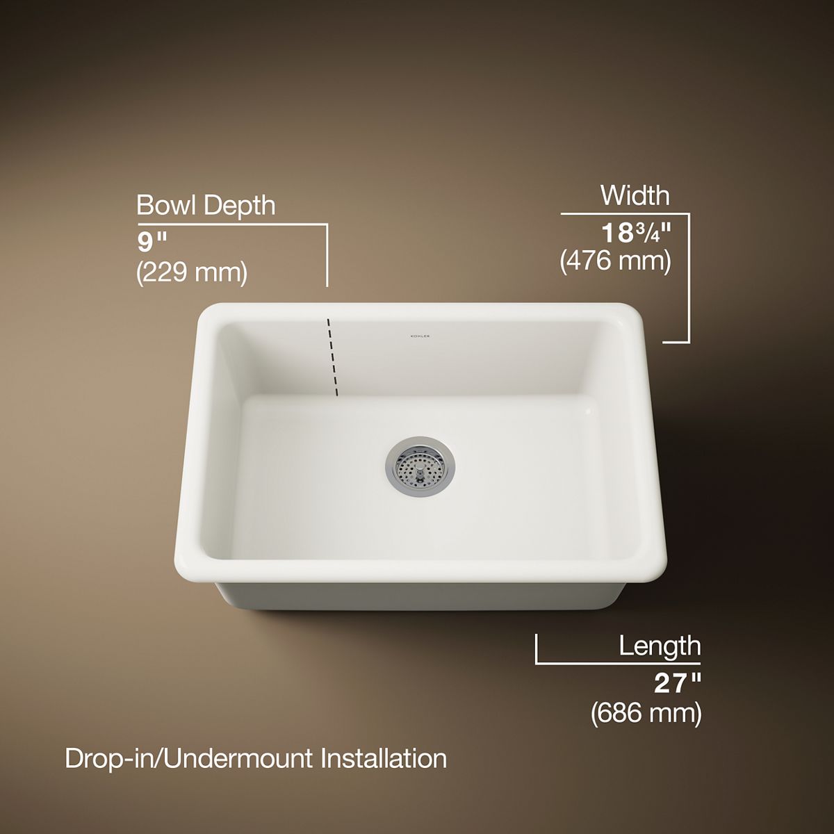 Iron/Tones® 27" top-/undermount single-bowl kitchen sink