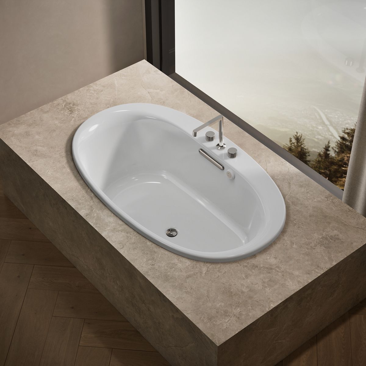 Underscore® 59-3/4" x 35-3/4" drop-in Heated BubbleMassage™ air bath with Bask® heated surface