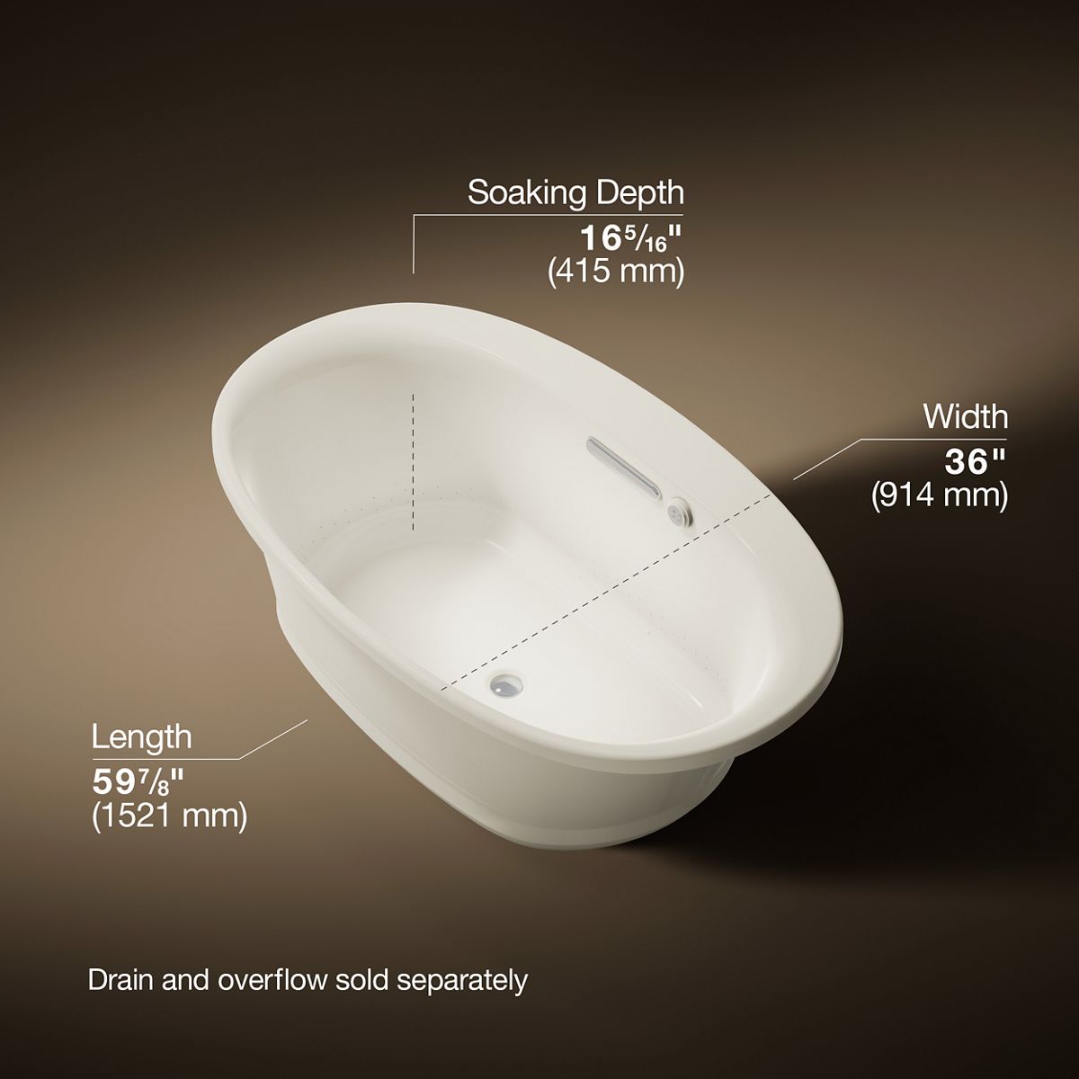 Underscore® 59-3/4" x 35-3/4" drop-in Heated BubbleMassage™ air bath with Bask® heated surface