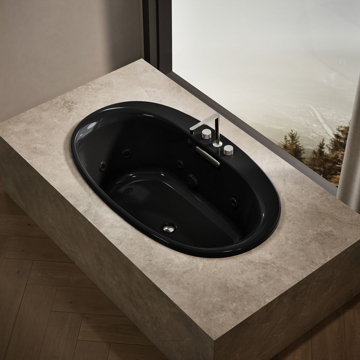 Underscore® 60" x 36" drop-in heated whirlpool bath