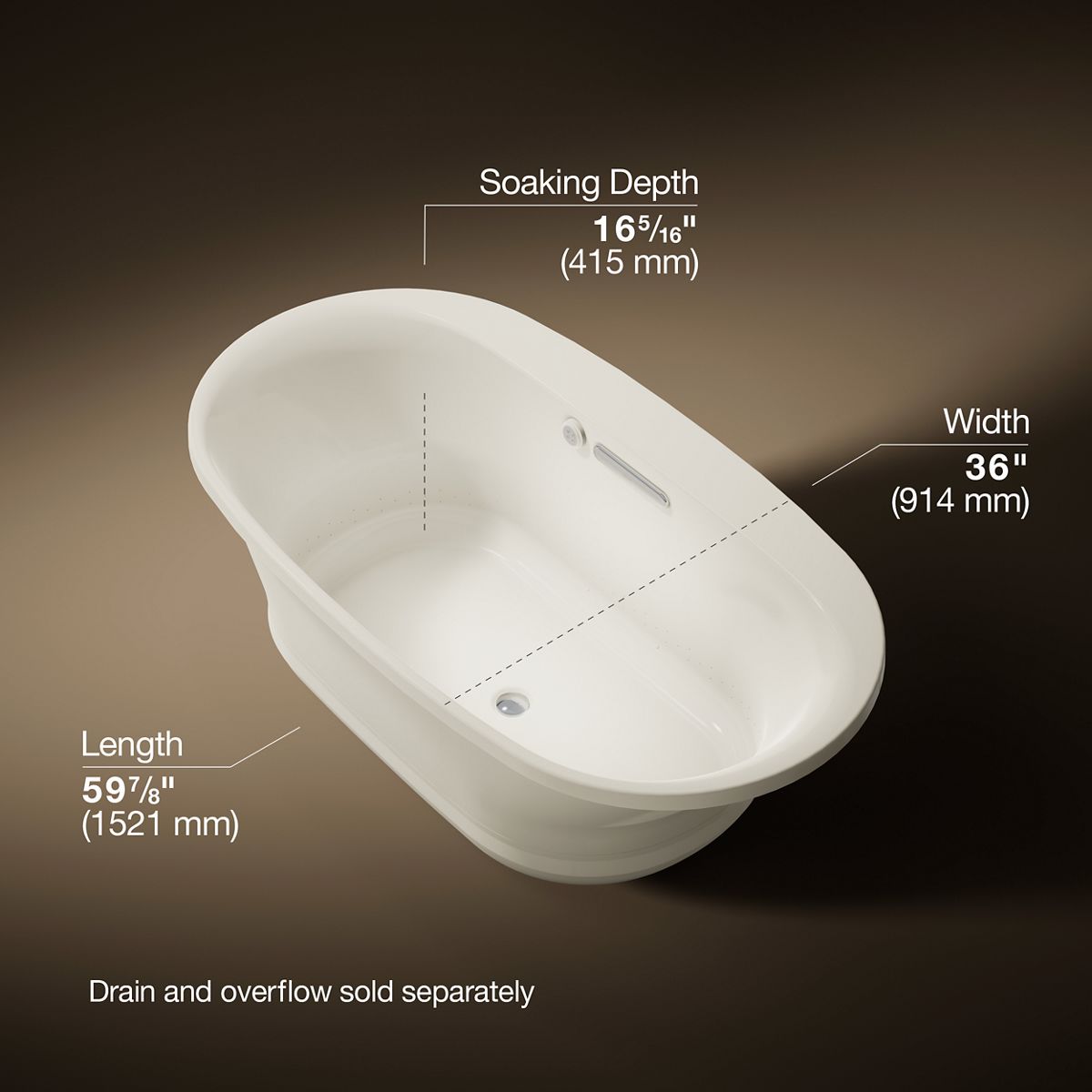 Underscore® 66" x 36" drop-in Heated BubbleMassage™ air bath