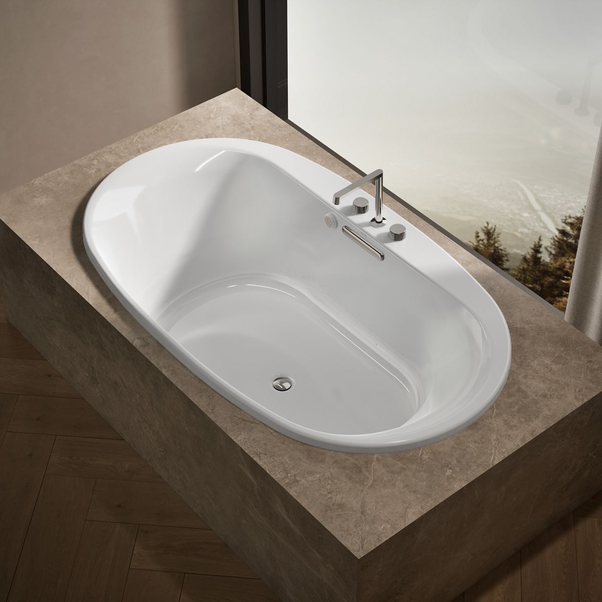 Underscore® 71-1/2" x 41-1/2" drop-in Heated BubbleMassage™ air bath with Bask® heated surface