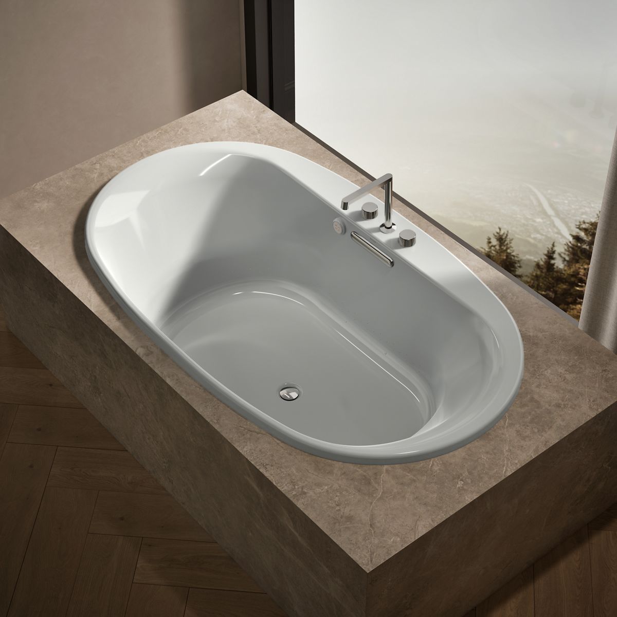 Underscore® 71-1/2" x 41-1/2" drop-in Heated BubbleMassage™ air bath with Bask® heated surface