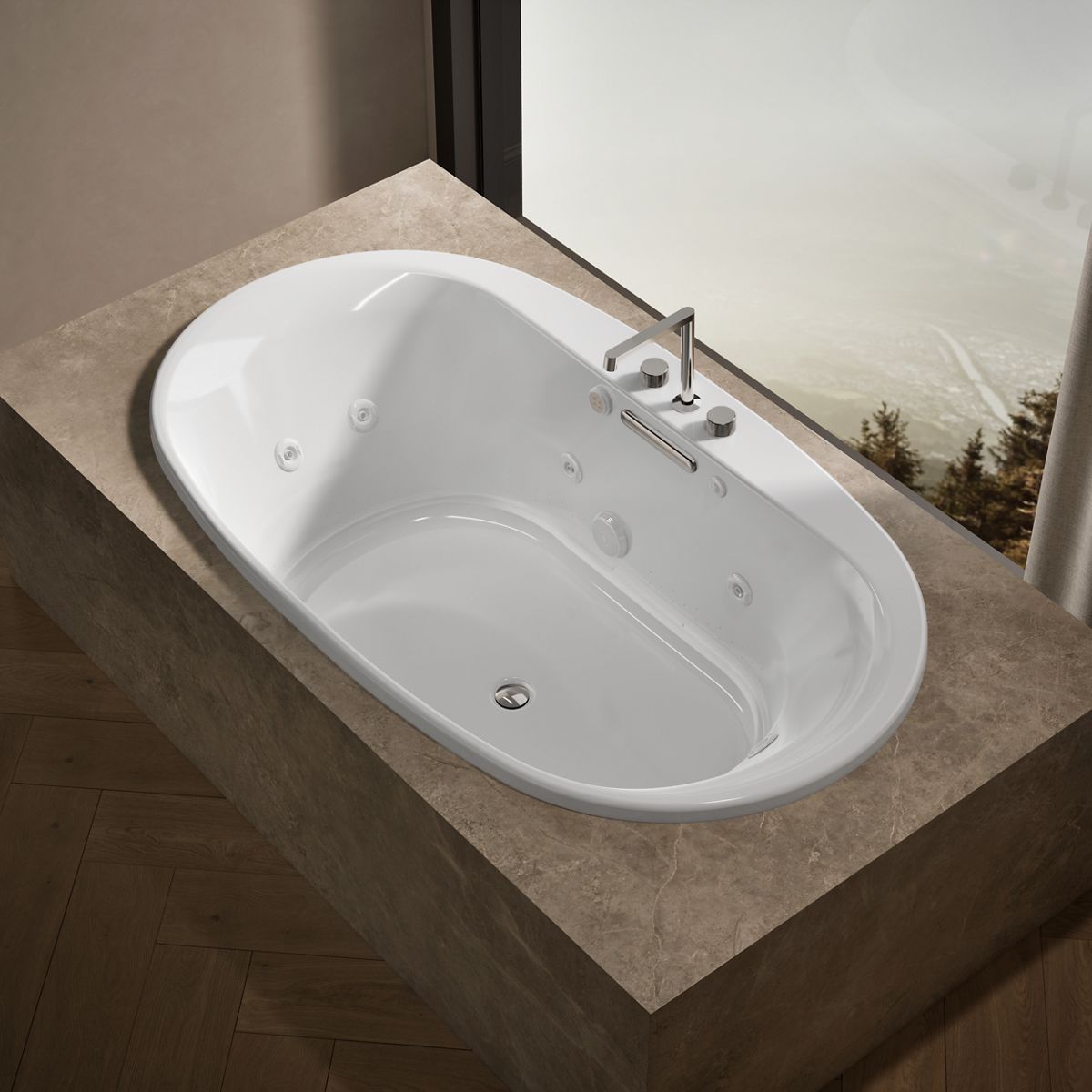 Underscore® 71-1/2" x 41-1/2" drop-in Heated BubbleMassage™ air bath with whirlpool