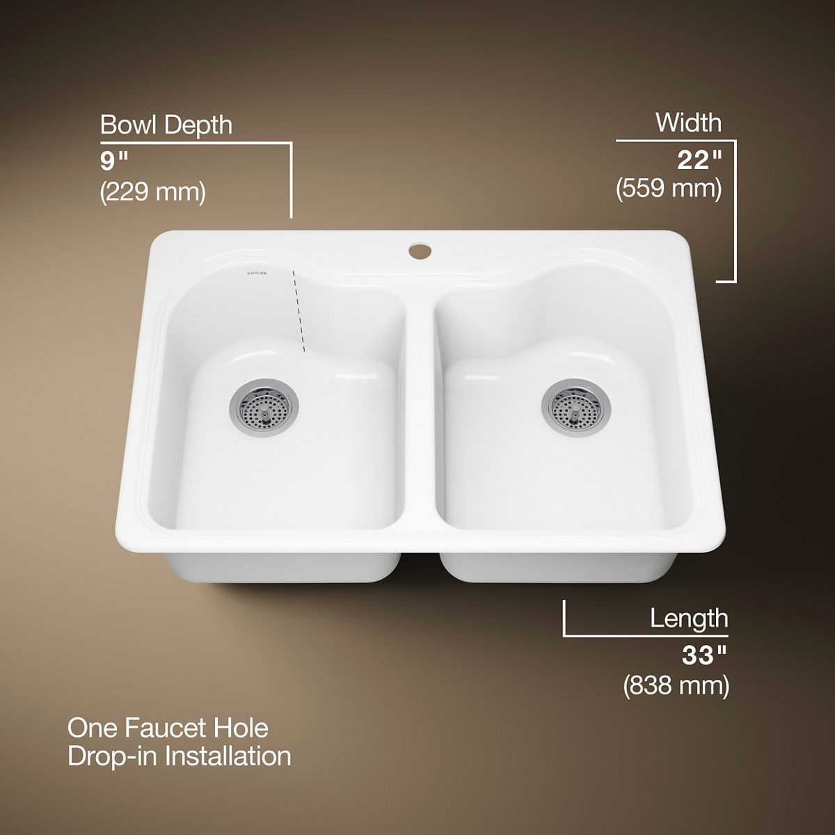 Hartland® 33" top-mount double-bowl kitchen sink