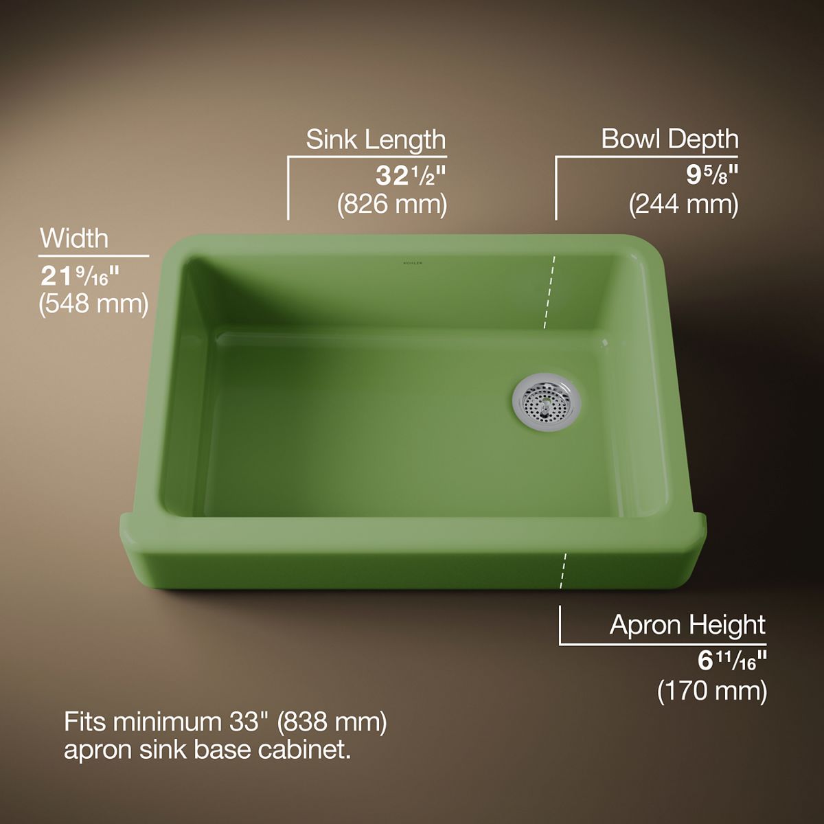 Whitehaven® 32-1/2" undermount single-bowl farmhouse kitchen sink