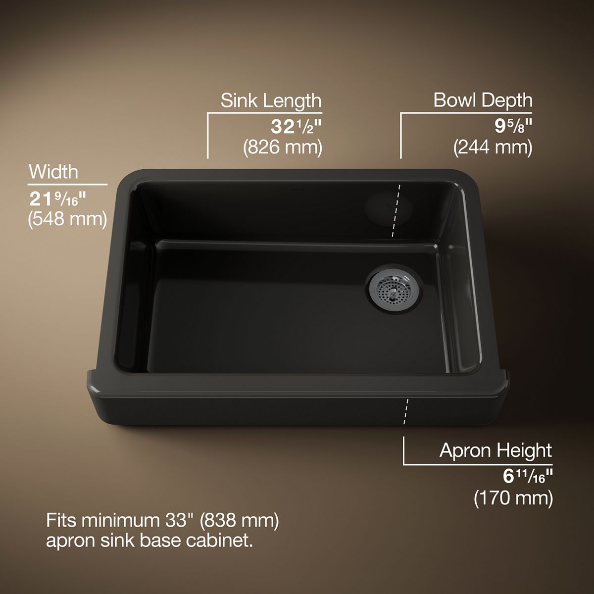 Whitehaven® 32-1/2" undermount single-bowl farmhouse kitchen sink