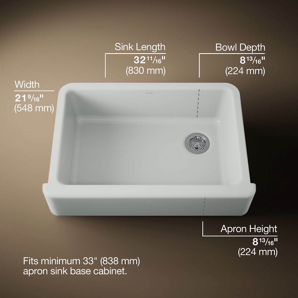 Whitehaven® 32-3/4" undermount single-bowl farmhouse kitchen sink
