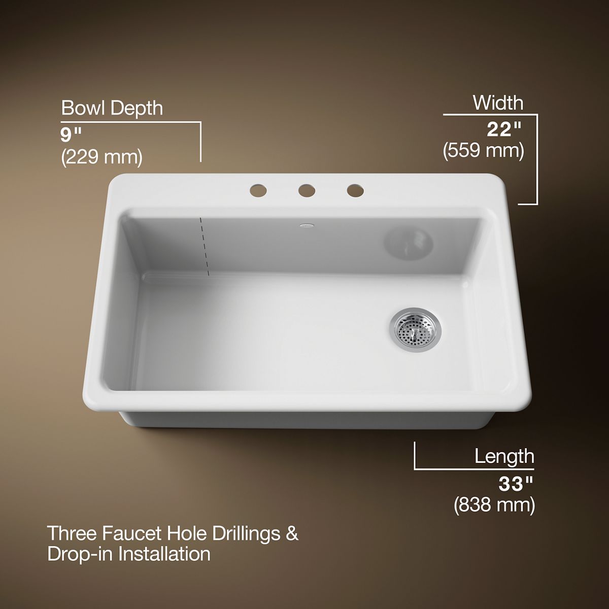 Riverby® 33" top-mount single-bowl workstation kitchen sink