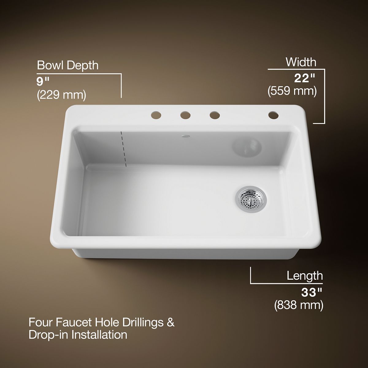 Riverby® 33" top-mount single-bowl workstation kitchen sink