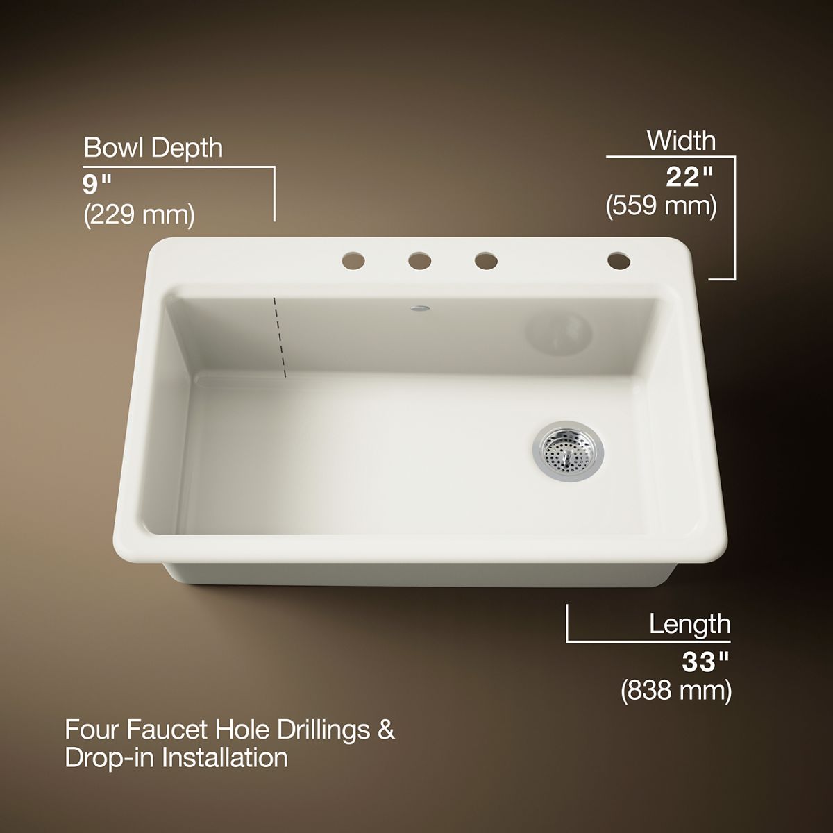 Riverby® 33" top-mount single-bowl workstation kitchen sink