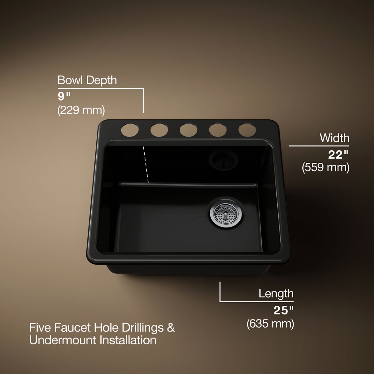 Riverby® 25" undermount single-bowl kitchen sink