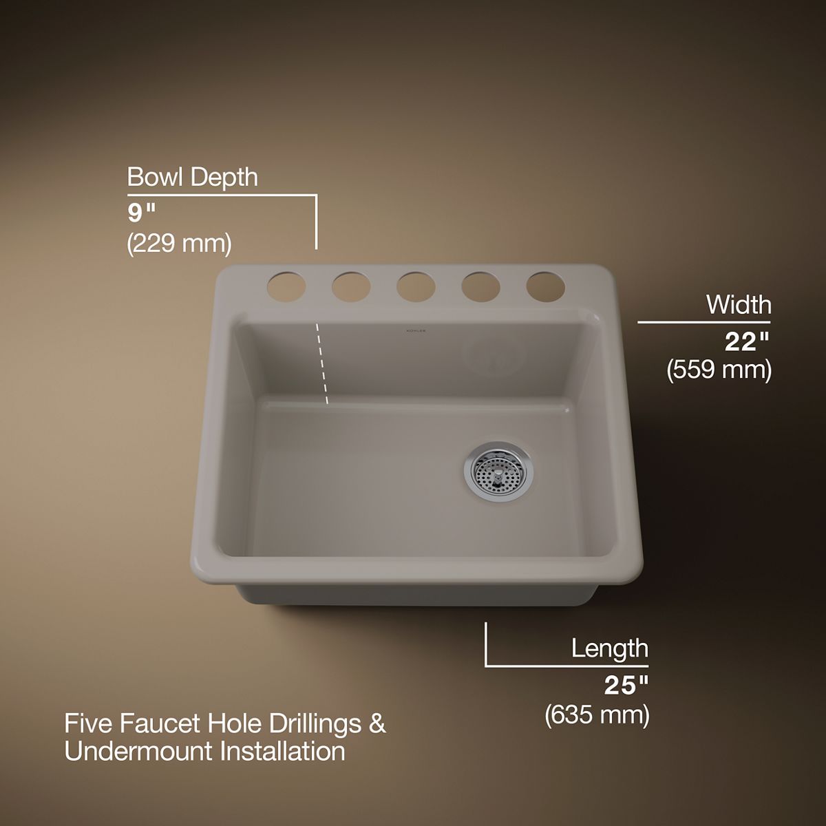Riverby® 25" undermount single-bowl kitchen sink