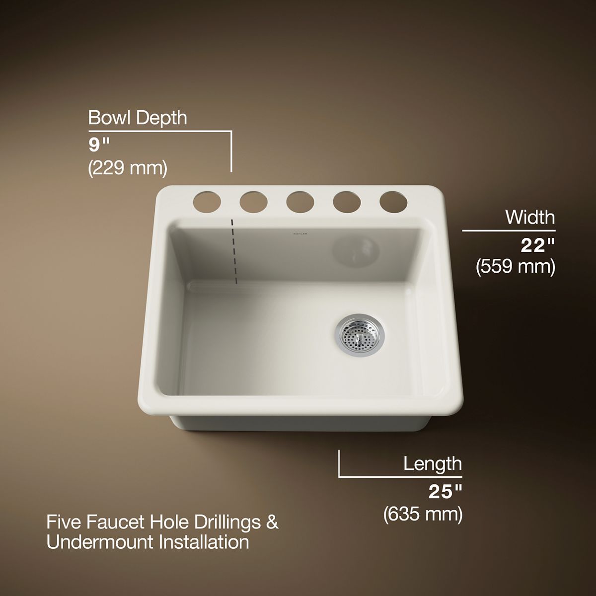 Riverby® 25" undermount single-bowl workstation kitchen sink