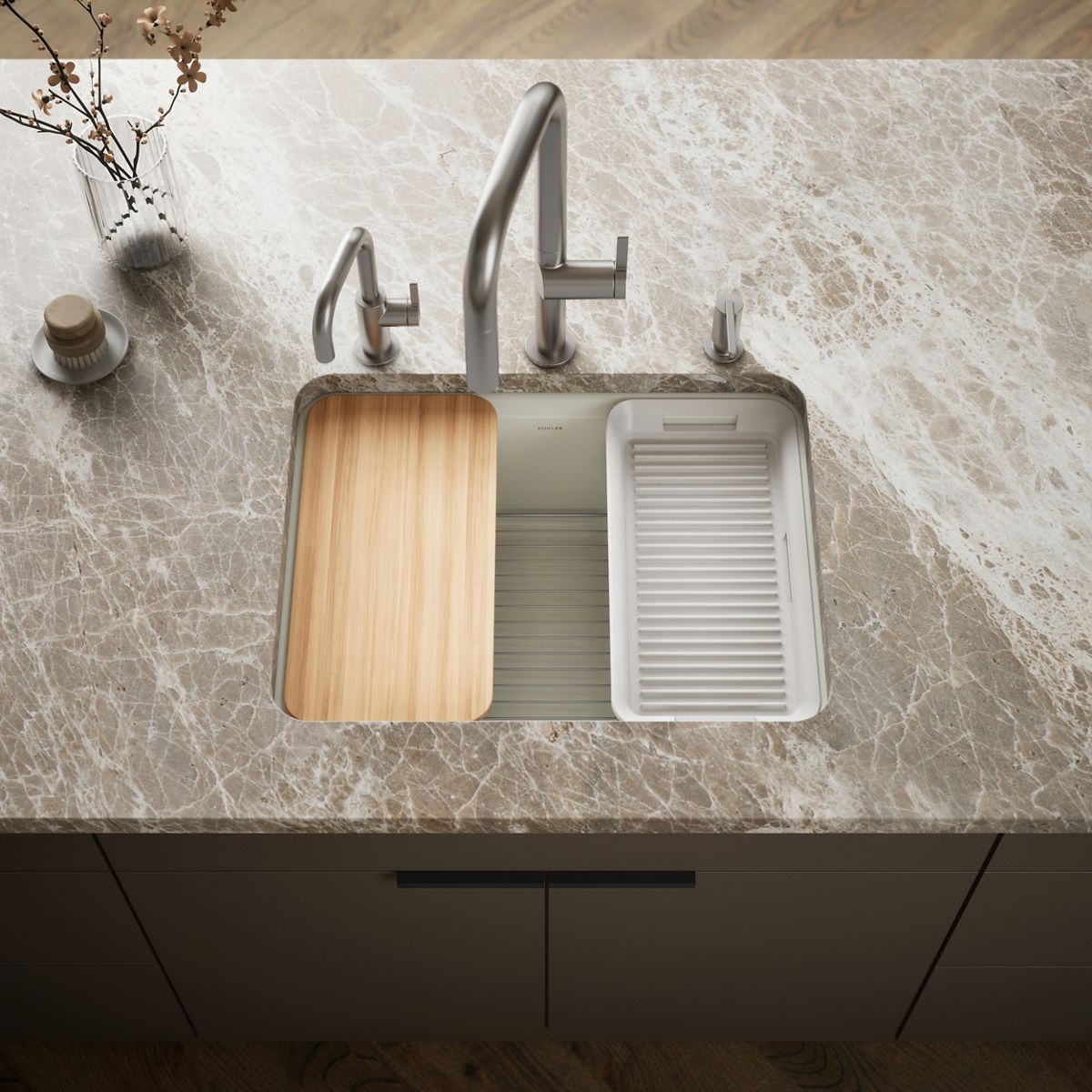Riverby® 25" undermount single-bowl workstation kitchen sink
