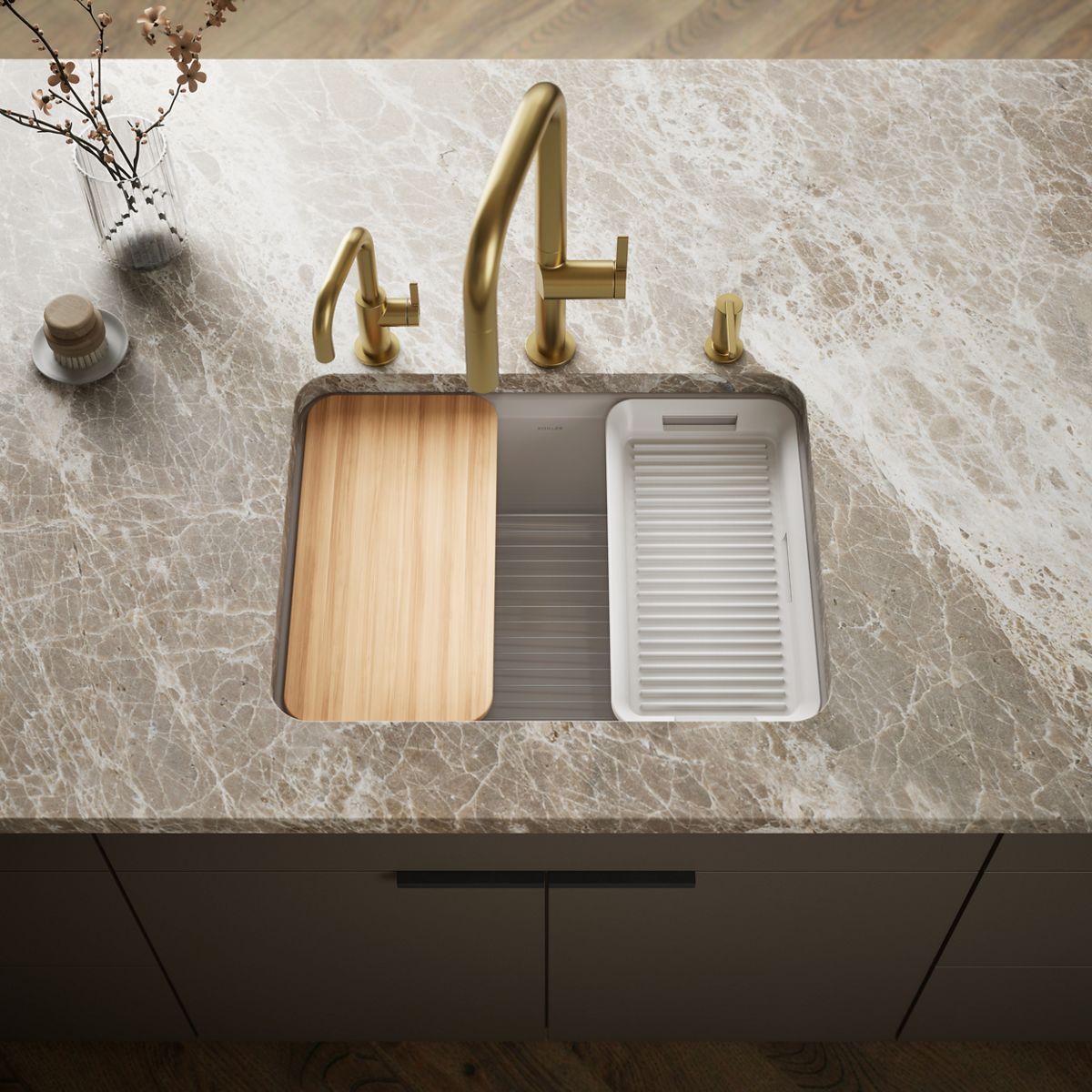 Riverby® 25" undermount single-bowl workstation kitchen sink