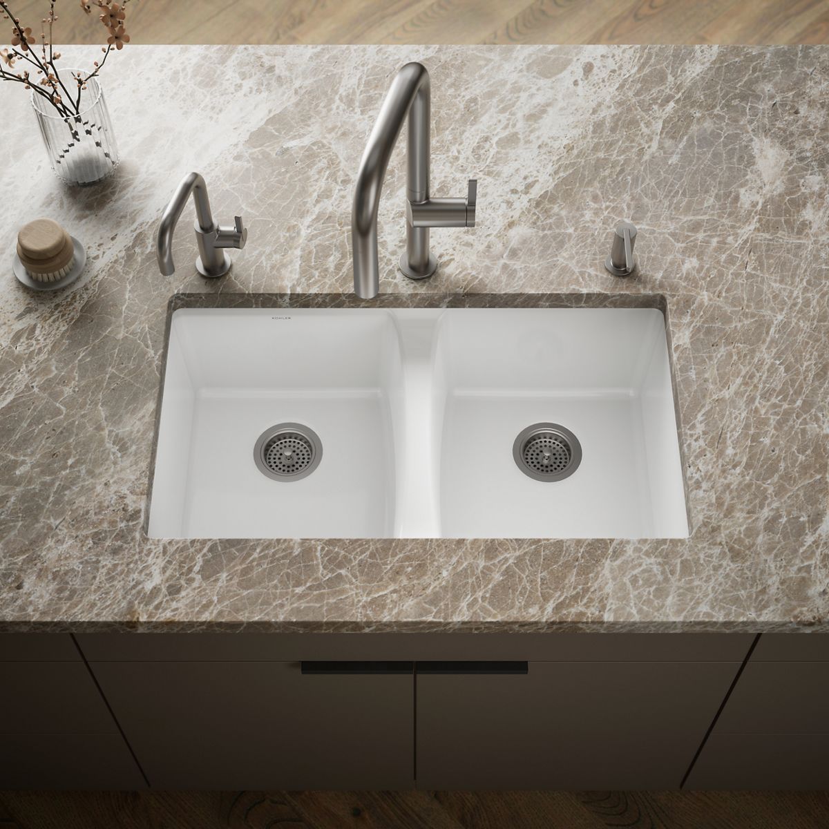 Deerfield® 33" undermount double-bowl kitchen sink