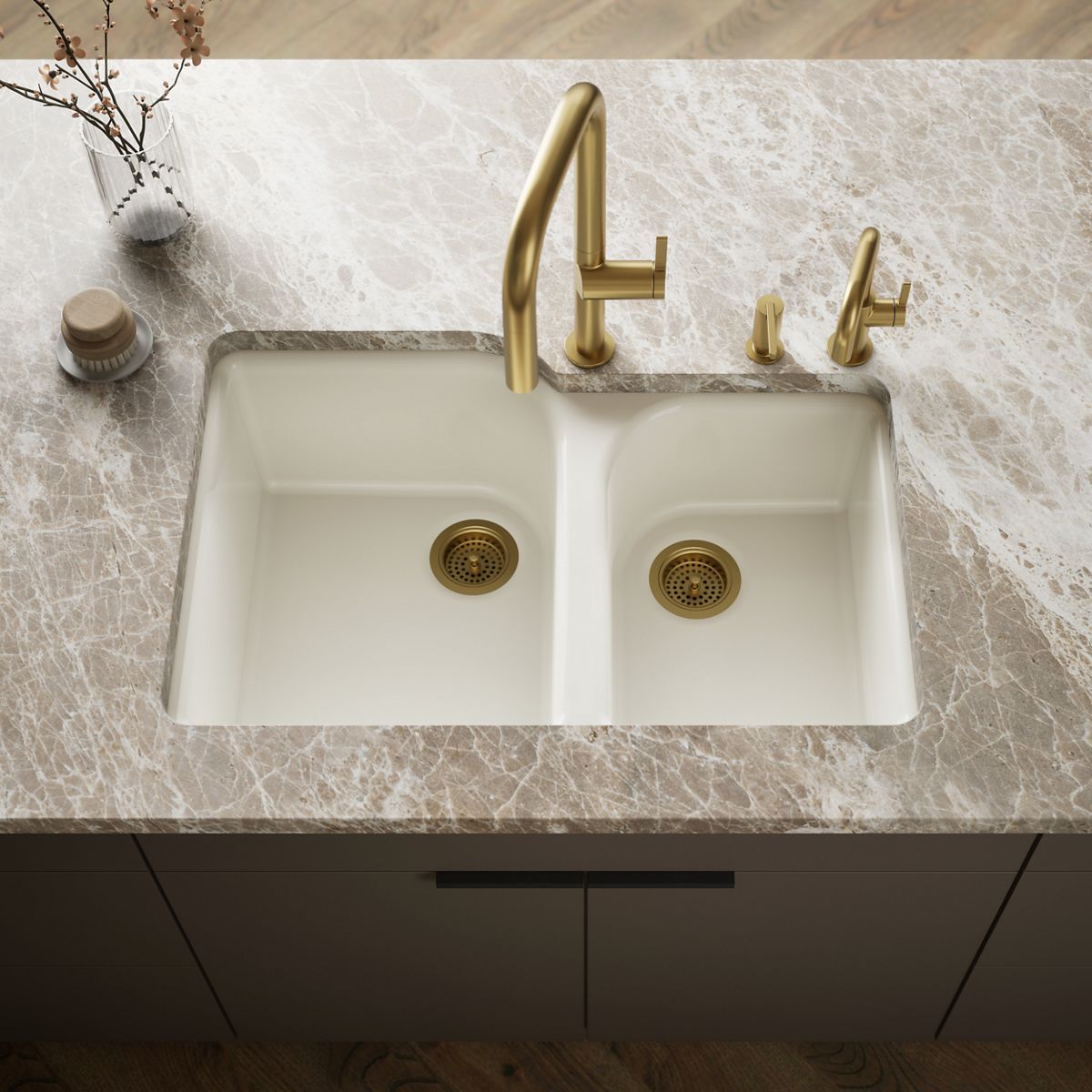 Executive Chef™ 33" undermount double-bowl kitchen sink
