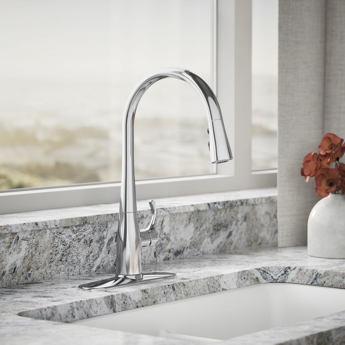 Simplice® Pull-down kitchen sink faucet with three-function sprayhead