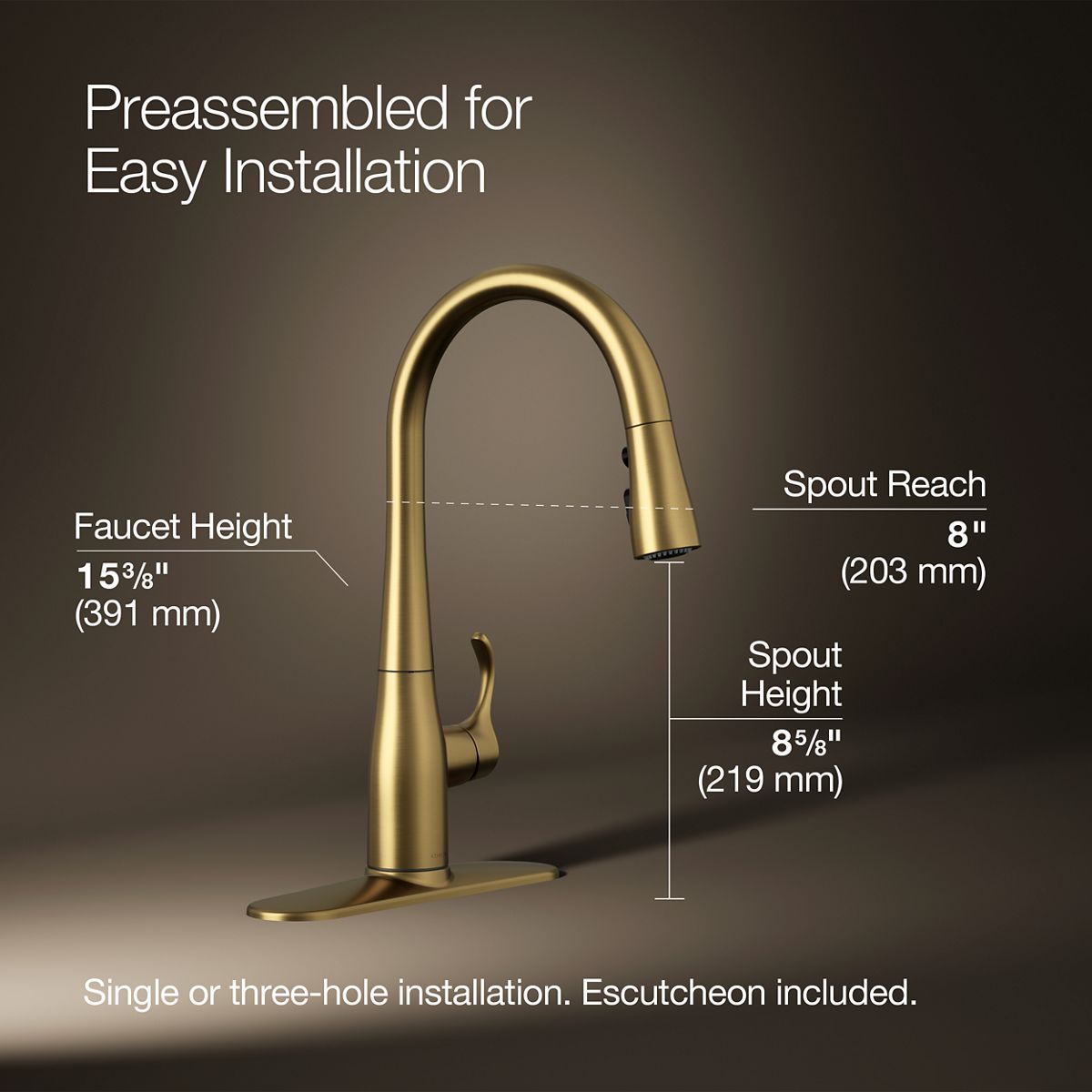 Simplice® Compact pull-down kitchen sink faucet with three-function sprayhead