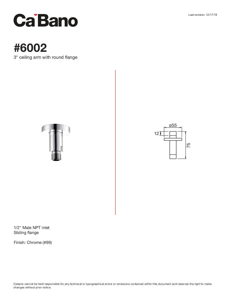 Cabano 3" Ceiling Shower Arm Round Flange - image 2